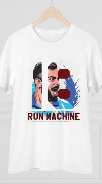 Mayawye Men's PC Cotton Cricket Design Printed T Shirt (Color: White, Thread Count: 180GSM)
