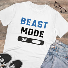 Mayawye Men's PC Cotton Beast Mode On Printed T Shirt (Color: White, Thread Count: 180GSM)