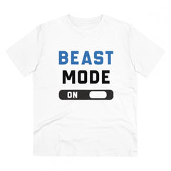 Mayawye Men's PC Cotton Beast Mode On Printed T Shirt (Color: White, Thread Count: 180GSM)