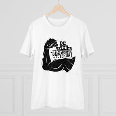 Mayawye Men's PC Cotton Be Beter Than Yesterday Printed T Shirt (Color: White, Thread Count: 180GSM)