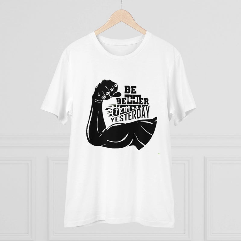 Mayawye Men's PC Cotton Be Beter Than Yesterday Printed T Shirt (Color: White, Thread Count: 180GSM)