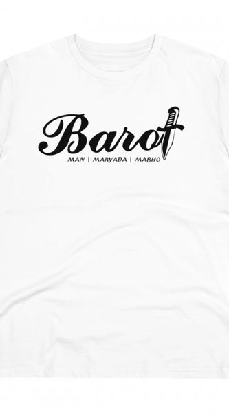 Mayawye Men's PC Cotton Cast Design Barot Printed T Shirt (Color: White, Thread Count: 180GSM)