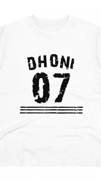 Mayawye Men's PC Cotton Cricket Design Printed T Shirt (Color: White, Thread Count: 180GSM)