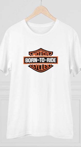 Mayawye Men's PC Cotton Bike Ride Design Printed T Shirt (Color: White, Thread Count: 180GSM)