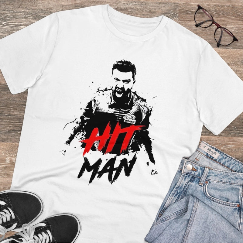 Mayawye Men's PC Cotton Cricket Design Printed T Shirt (Color: White, Thread Count: 180GSM)