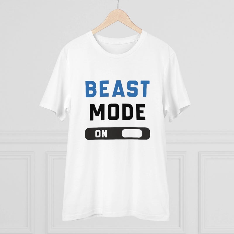 Mayawye Men's PC Cotton Beast Mode On Printed T Shirt (Color: White, Thread Count: 180GSM)