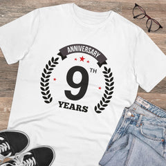 Mayawye Men's PC Cotton 9th Anniversary Printed T Shirt (Color: White, Thread Count: 180GSM)