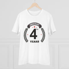 Mayawye Men's PC Cotton 4th Anniversary Printed T Shirt (Color: White, Thread Count: 180GSM)