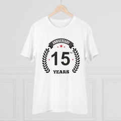 Mayawye Men's PC Cotton 15th Anniversary Printed T Shirt (Color: White, Thread Count: 180GSM)