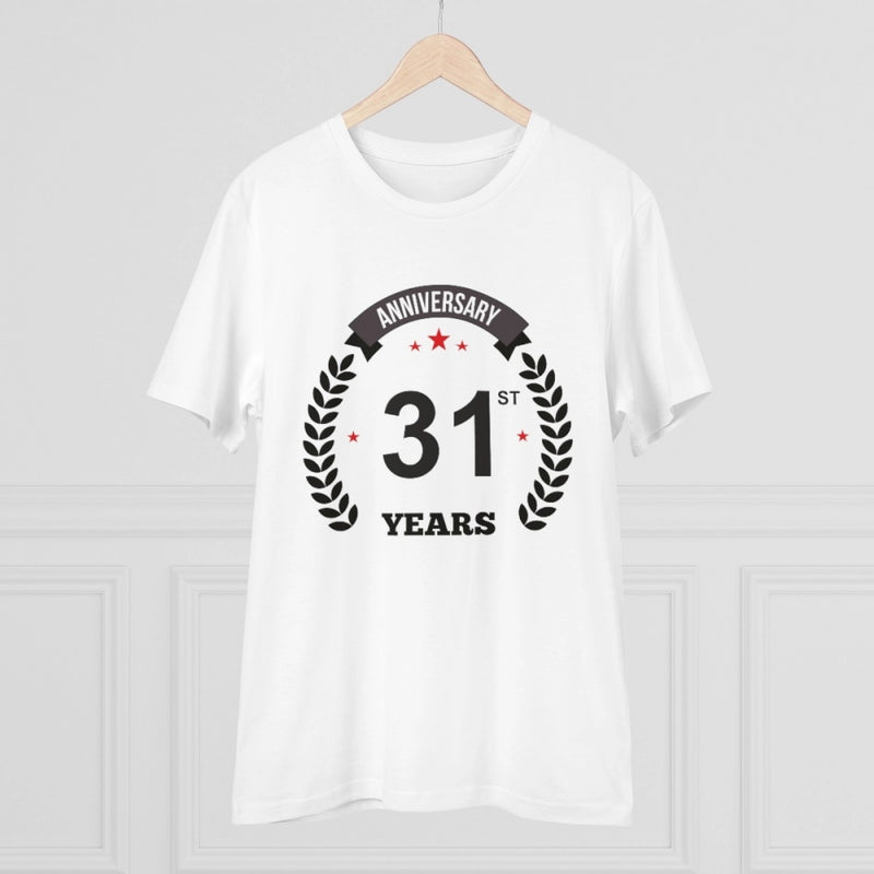 Mayawye Men's PC Cotton 31st Anniversary Printed T Shirt (Color: White, Thread Count: 180GSM)
