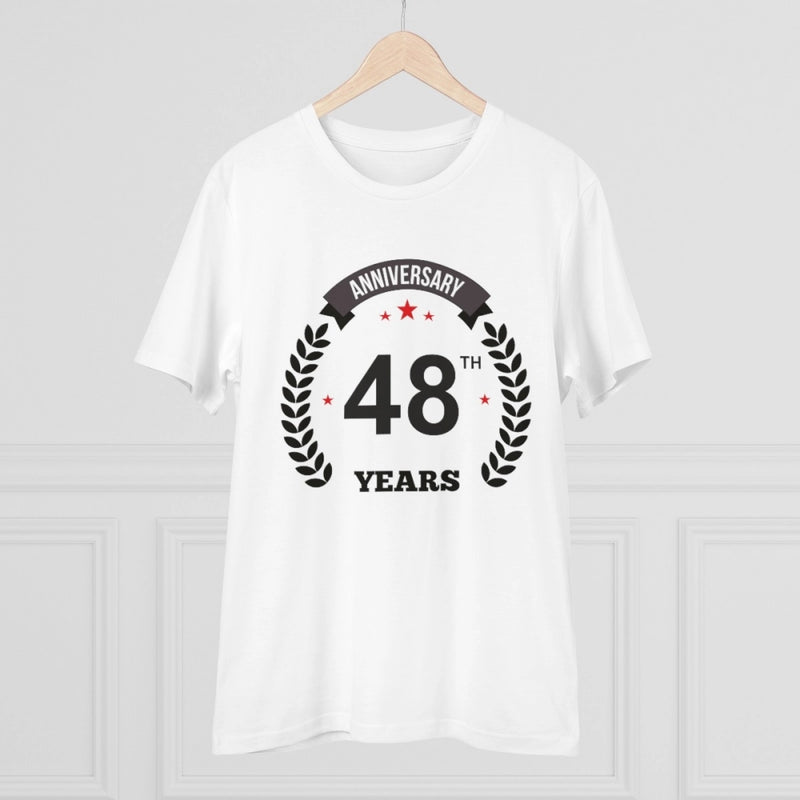 Mayawye Men's PC Cotton 48th Anniversary Printed T Shirt (Color: White, Thread Count: 180GSM)