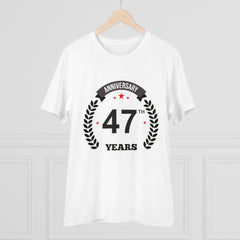 Mayawye Men's PC Cotton 47th Anniversary Printed T Shirt (Color: White, Thread Count: 180GSM)