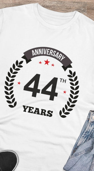 Mayawye Men's PC Cotton 44th Anniversary Printed T Shirt (Color: White, Thread Count: 180GSM)