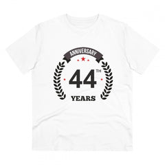 Mayawye Men's PC Cotton 44th Anniversary Printed T Shirt (Color: White, Thread Count: 180GSM)