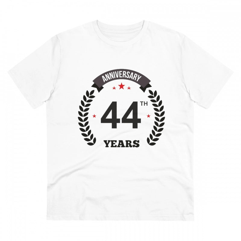Mayawye Men's PC Cotton 44th Anniversary Printed T Shirt (Color: White, Thread Count: 180GSM)