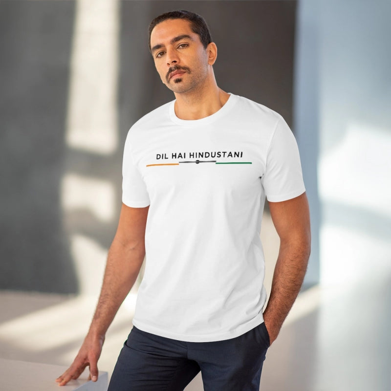 Mayawye Men's PC Cotton Dil Se Hindustani Printed T Shirt (Color: White, Thread Count: 180GSM)
