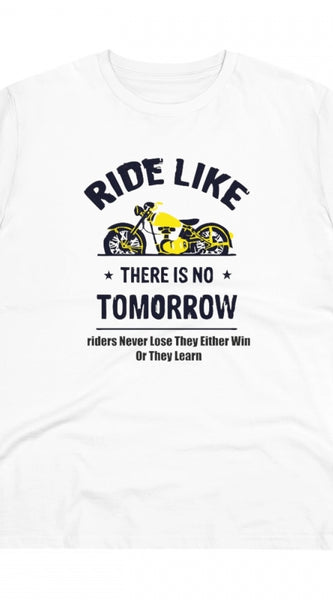 Mayawye Men's PC Cotton Bike Ride Design Printed T Shirt (Color: White, Thread Count: 180GSM)