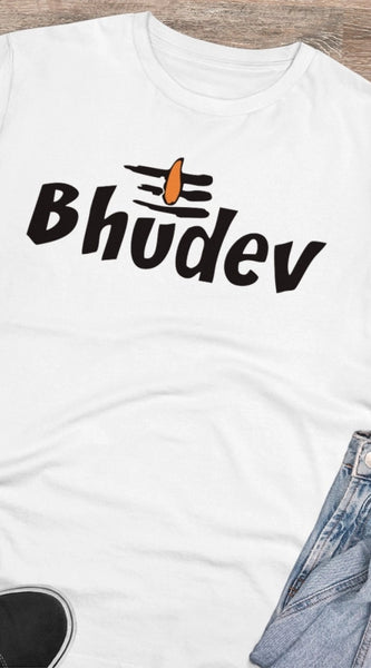 Mayawye Men's PC Cotton Bhudev Printed T Shirt (Color: White, Thread Count: 180GSM)