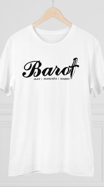 Mayawye Men's PC Cotton Cast Design Barot Printed T Shirt (Color: White, Thread Count: 180GSM)