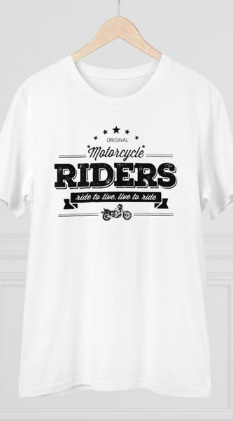 Mayawye Men's PC Cotton Bike Ride Design Printed T Shirt (Color: White, Thread Count: 180GSM)