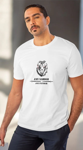 Mayawye Men's PC Cotton Jay Sardar Printed T Shirt (Color: White, Thread Count: 180GSM)
