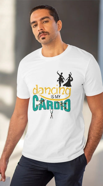 Mayawye Men's PC Cotton Dancing Is My Cardio Printed T Shirt (Color: White, Thread Count: 180GSM)