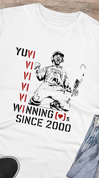 Mayawye Men's PC Cotton Cricket Design Printed T Shirt (Color: White, Thread Count: 180GSM)