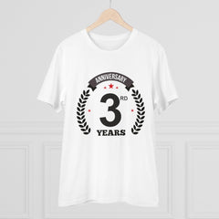 Mayawye Men's PC Cotton 3rd Anniversary Printed T Shirt (Color: White, Thread Count: 180GSM)