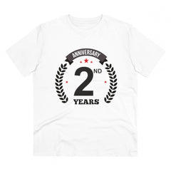 Mayawye Men's PC Cotton 2nd Anniversary Printed T Shirt (Color: White, Thread Count: 180GSM)