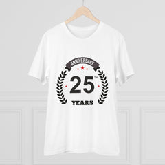 Mayawye Men's PC Cotton 25th Anniversary Printed T Shirt (Color: White, Thread Count: 180GSM)