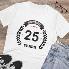 Mayawye Men's PC Cotton 25th Anniversary Printed T Shirt (Color: White, Thread Count: 180GSM)