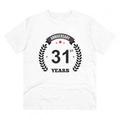 Mayawye Men's PC Cotton 31st Anniversary Printed T Shirt (Color: White, Thread Count: 180GSM)