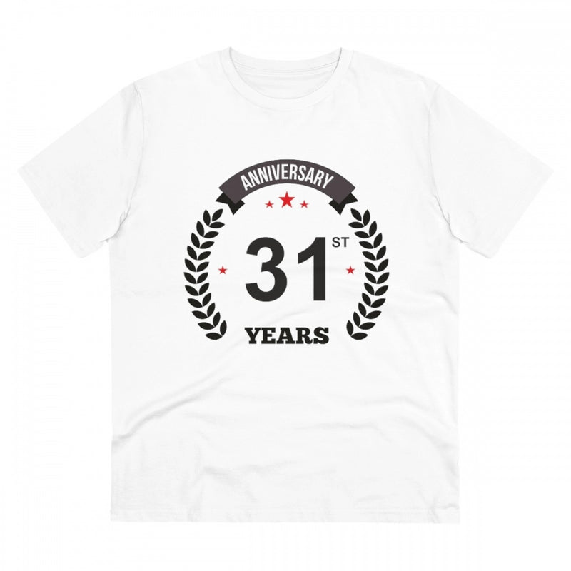 Mayawye Men's PC Cotton 31st Anniversary Printed T Shirt (Color: White, Thread Count: 180GSM)