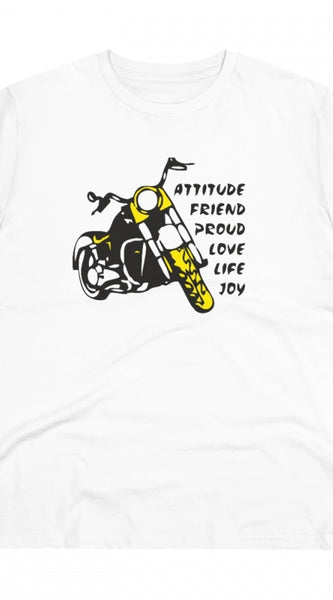 Mayawye Men's PC Cotton Bike Ride Design Printed T Shirt (Color: White, Thread Count: 180GSM)