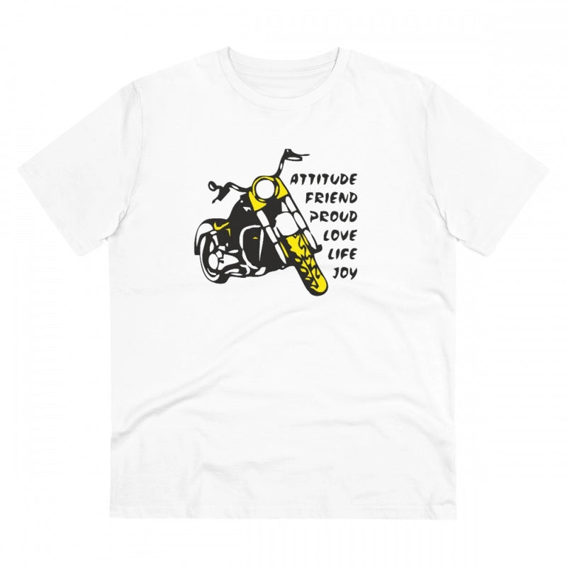 Mayawye Men's PC Cotton Bike Ride Design Printed T Shirt (Color: White, Thread Count: 180GSM)