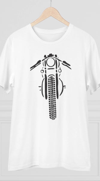 Mayawye Men's PC Cotton Bike Ride Design Printed T Shirt (Color: White, Thread Count: 180GSM)