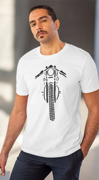 Mayawye Men's PC Cotton Bike Ride Design Printed T Shirt (Color: White, Thread Count: 180GSM)