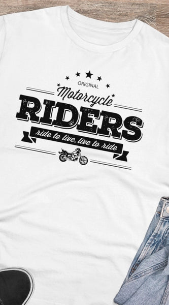 Mayawye Men's PC Cotton Bike Ride Design Printed T Shirt (Color: White, Thread Count: 180GSM)