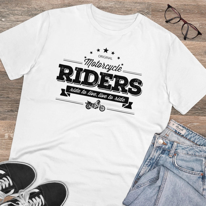 Mayawye Men's PC Cotton Bike Ride Design Printed T Shirt (Color: White, Thread Count: 180GSM)