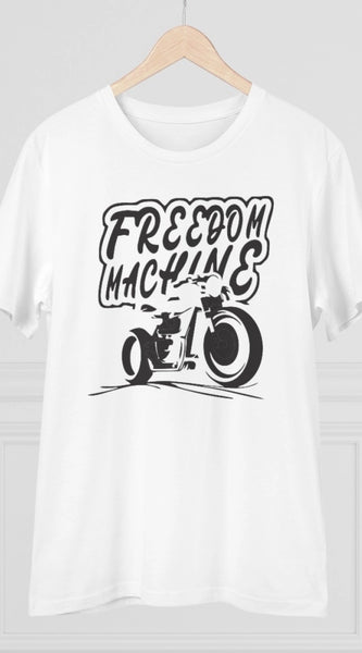 Mayawye Men's PC Cotton Bike Ride Design Printed T Shirt (Color: White, Thread Count: 180GSM)
