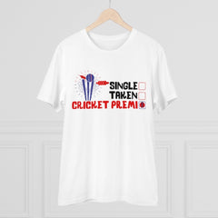 Mayawye Men's PC Cotton Cricket Design Printed T Shirt (Color: White, Thread Count: 180GSM)
