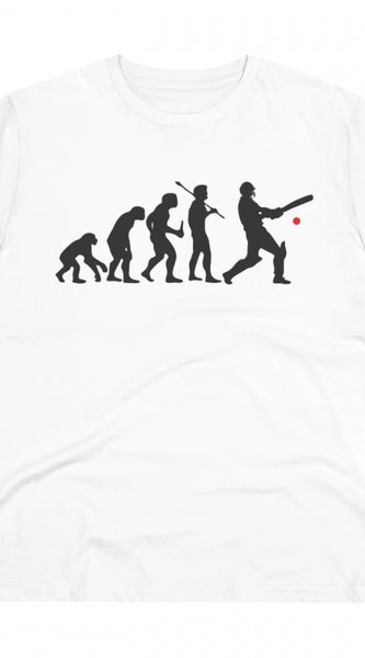 Mayawye Men's PC Cotton Cricket Design Printed T Shirt (Color: White, Thread Count: 180GSM)