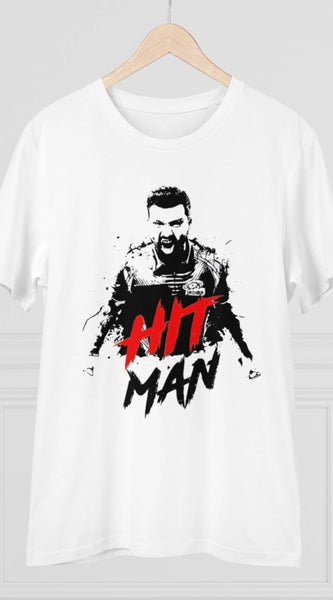 Mayawye Men's PC Cotton Cricket Design Printed T Shirt (Color: White, Thread Count: 180GSM)
