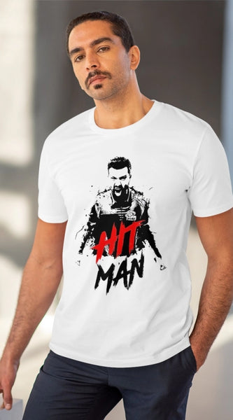 Mayawye Men's PC Cotton Cricket Design Printed T Shirt (Color: White, Thread Count: 180GSM)
