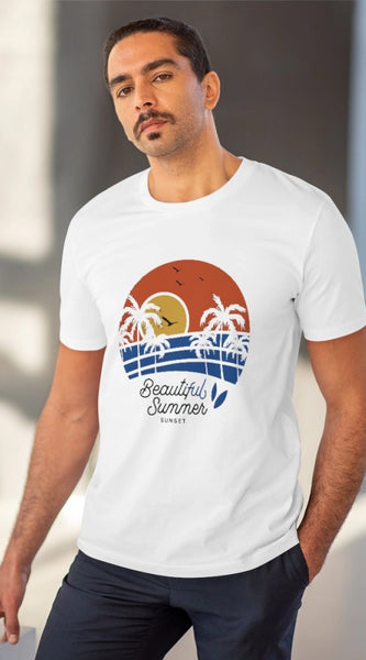 Mayawye Men's PC Cotton Beautiful Summer Printed T Shirt (Color: White, Thread Count: 180GSM)