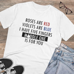 Mayawye Men's PC Cotton Roses Are Red Printed T Shirt (Color: White, Thread Count: 180GSM)