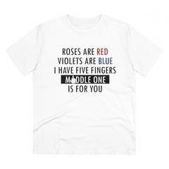 Mayawye Men's PC Cotton Roses Are Red Printed T Shirt (Color: White, Thread Count: 180GSM)