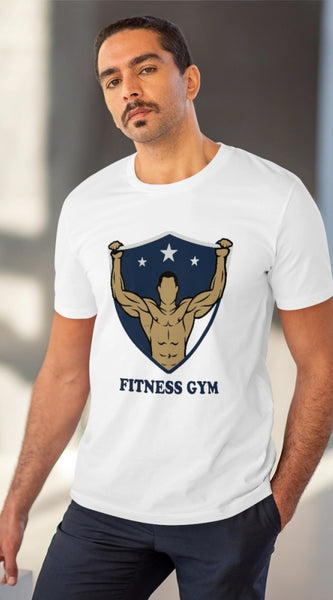 Mayawye Men's PC Cotton Fittnes Gym Printed T Shirt (Color: White, Thread Count: 180GSM)