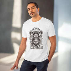 Mayawye Men's PC Cotton Gorila Desing Printed T Shirt (Color: White, Thread Count: 180GSM)