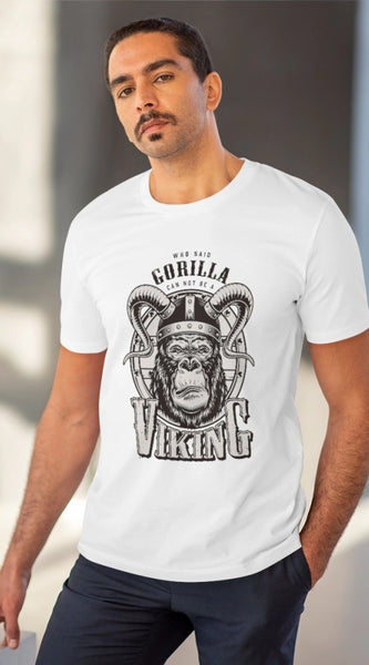 Mayawye Men's PC Cotton Gorila Desing Printed T Shirt (Color: White, Thread Count: 180GSM)